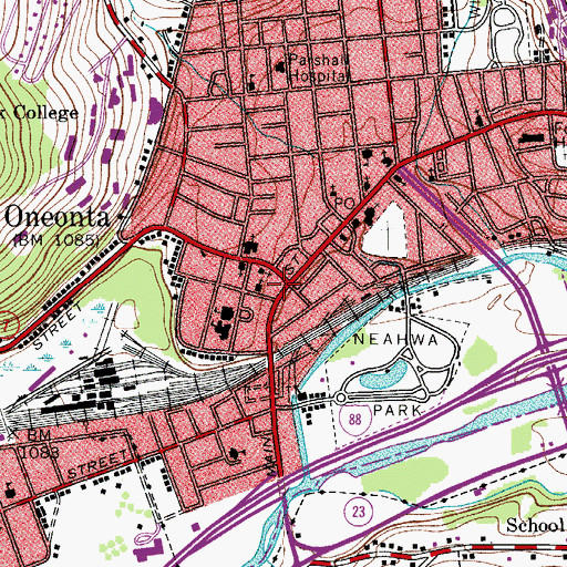 Topographic Map of Hartwick College, NY