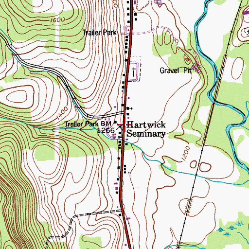 Topographic Map of Hartwick Seminary, NY