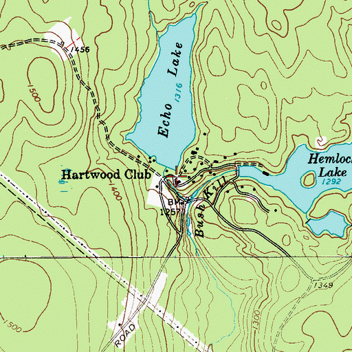 Topographic Map of Hartwood Club, NY