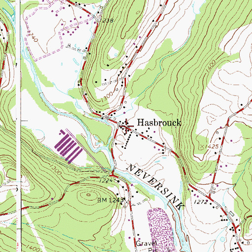 Topographic Map of Hasbrouck, NY