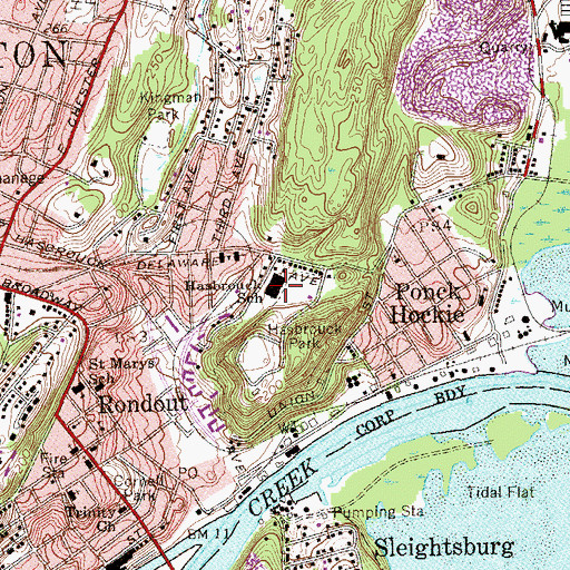 Topographic Map of John F Kennedy Elementary School, NY