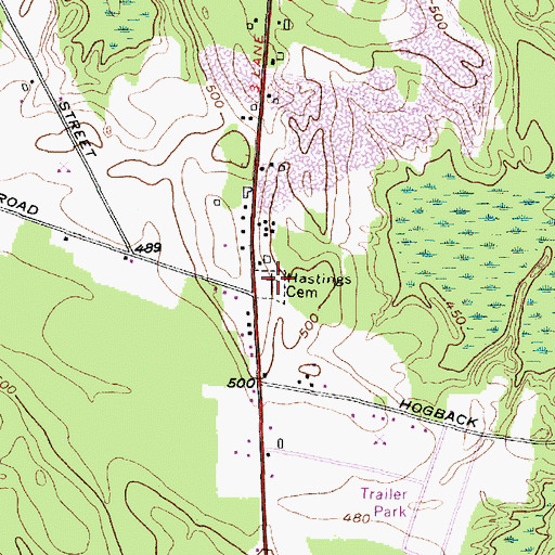 Topographic Map of Hastings Cemetery, NY