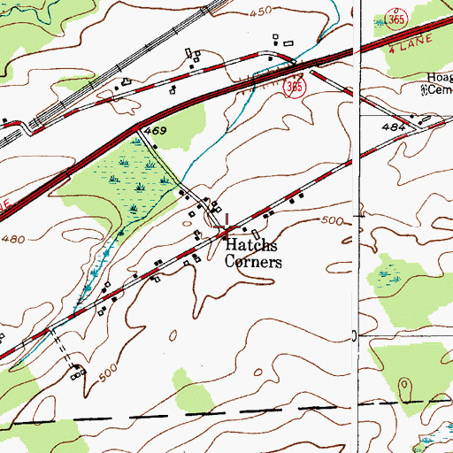 Topographic Map of Hatchs Corners, NY