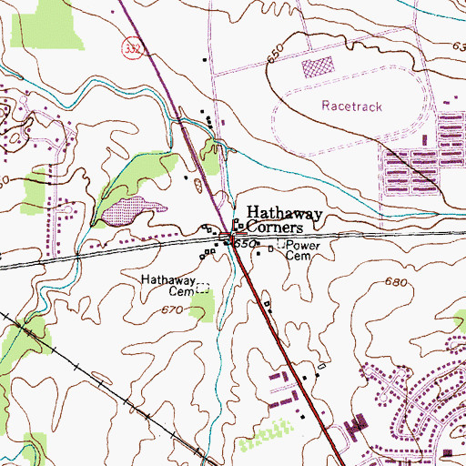 Topographic Map of Hathaway Corners, NY