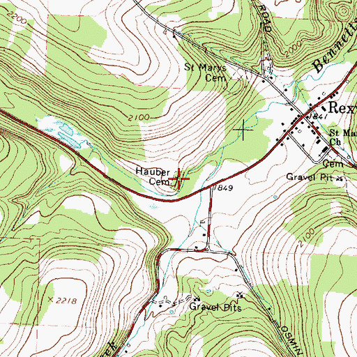 Topographic Map of Hauber Cemetery, NY