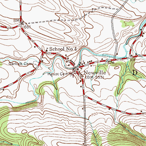 Topographic Map of Haupt Cemetery, NY