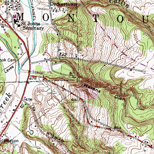Topographic Map of Havana Glen, NY