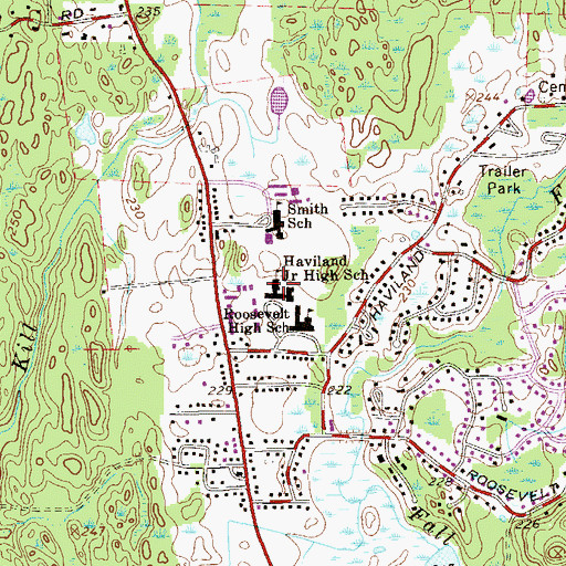 Topographic Map of Haviland Junior High School, NY
