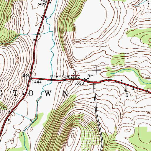 Topographic Map of Hawks Cemetery, NY
