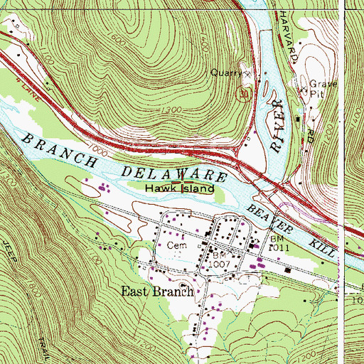Topographic Map of Hawk Island, NY