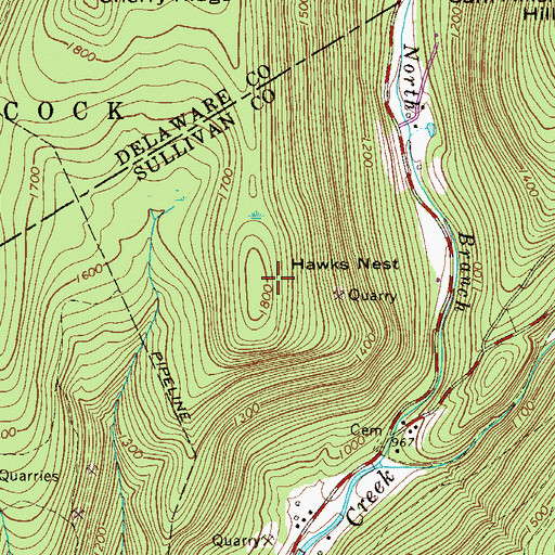 Topographic Map of Hawks Nest, NY