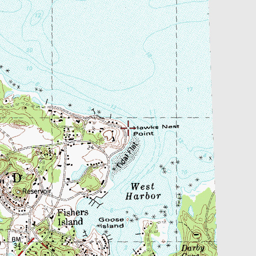 Topographic Map of Hawks Nest Point, NY