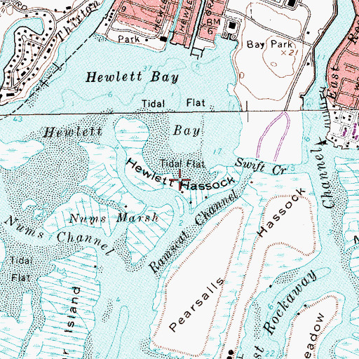 Topographic Map of Hawlett Hassock, NY