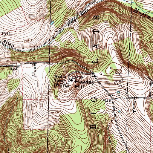 Topographic Map of Hawley Hill, NY