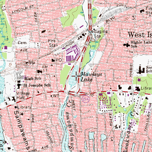 Topographic Map of Hawleys Lake, NY
