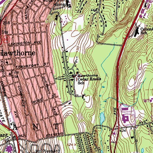 Topographic Map of Hawthorne Cedar Knolls School, NY
