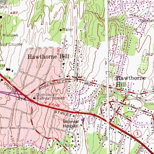 Topographic Map of Hawthorne Hill, NY