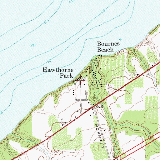 Topographic Map of Hawthorne Park, NY