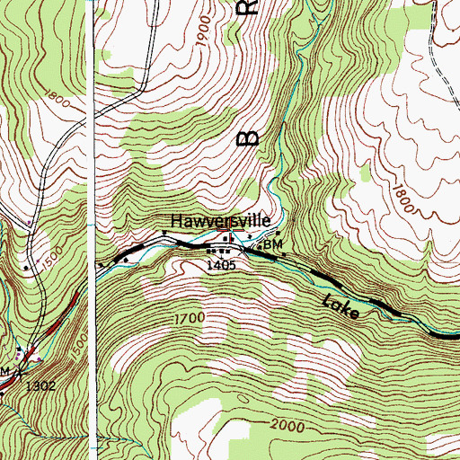 Topographic Map of Hawversville, NY