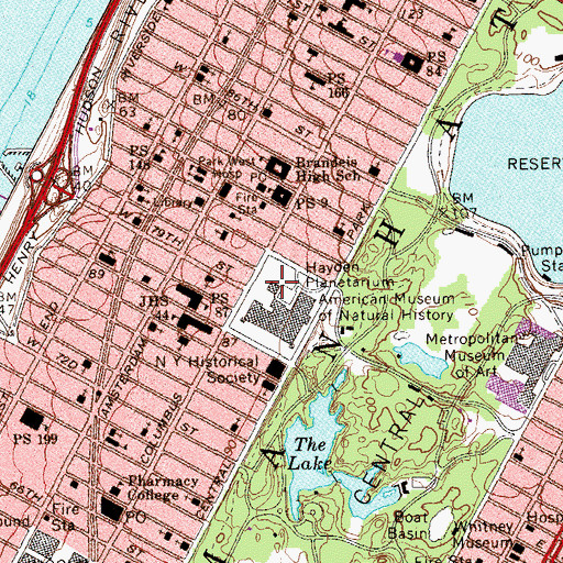 Topographic Map of Hayden Planetarium, NY