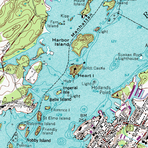 Topographic Map of Heart Island, NY