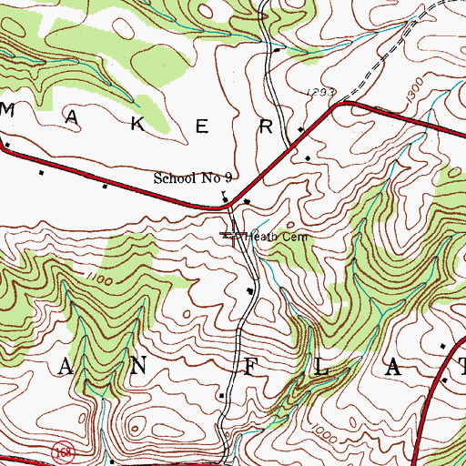 Topographic Map of Heath Cemetery, NY