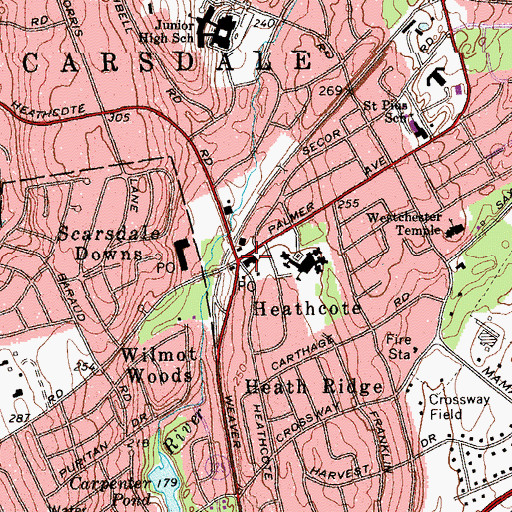 Topographic Map of Heathcote, NY