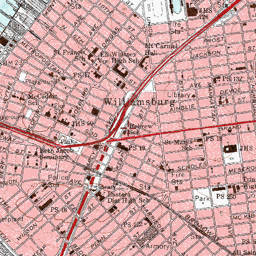 Topographic Map of Hebrew School, NY