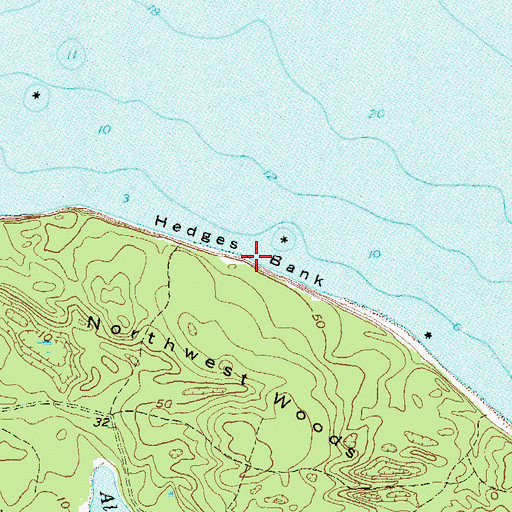 Topographic Map of Hedges Bank, NY