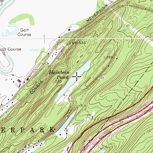 Topographic Map of Heintein Pond, NY
