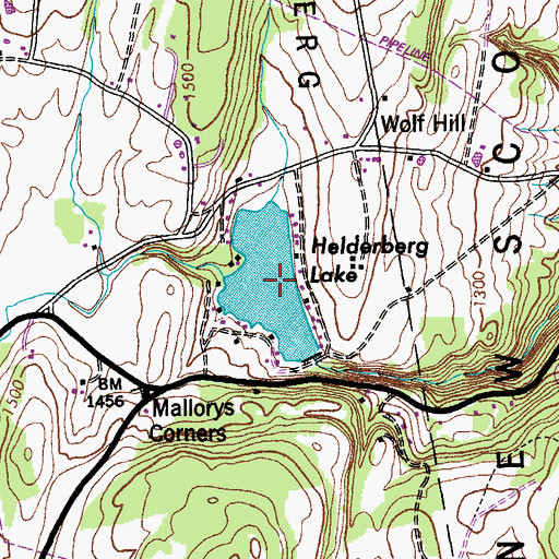 Topographic Map of Helderberg Lake, NY