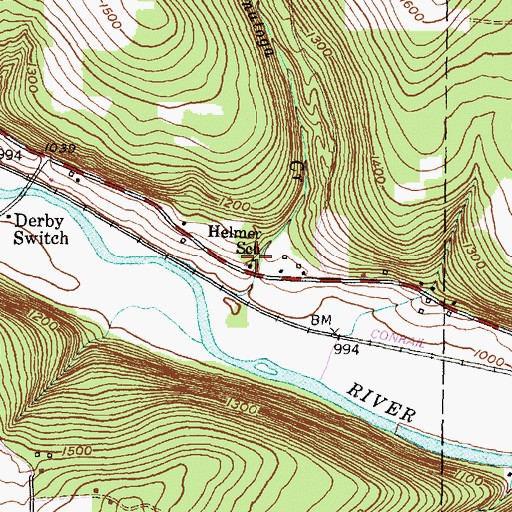 Topographic Map of Helmer School (historical), NY