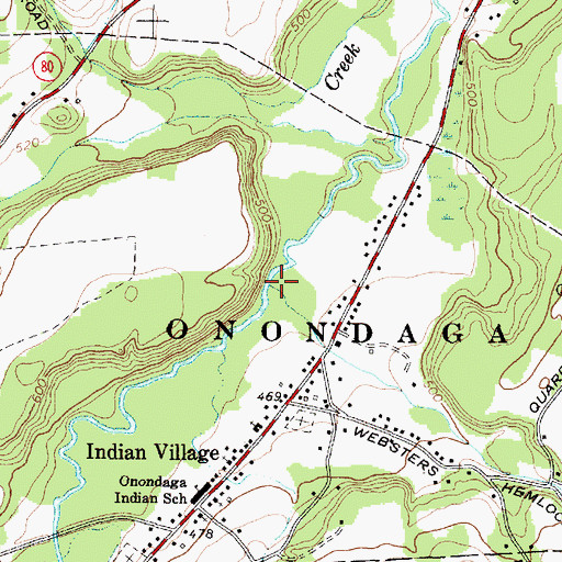 Topographic Map of Hemlock Creek, NY