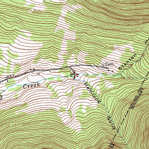 Topographic Map of Hemlock Gully, NY