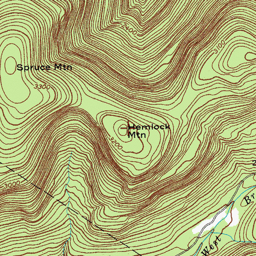 Topographic Map of Hemlock Mountain, NY