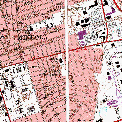 Topographic Map of Hemlock Elementary School, NY