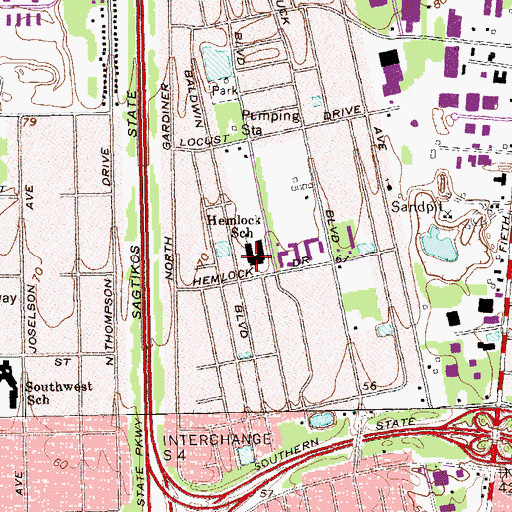 Topographic Map of Hemlock Elementary School, NY