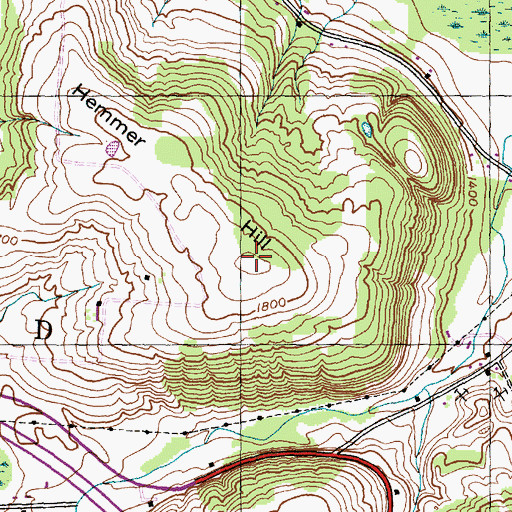 Topographic Map of Hemmer Hill, NY
