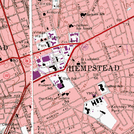 Topographic Map of Hempstead, NY