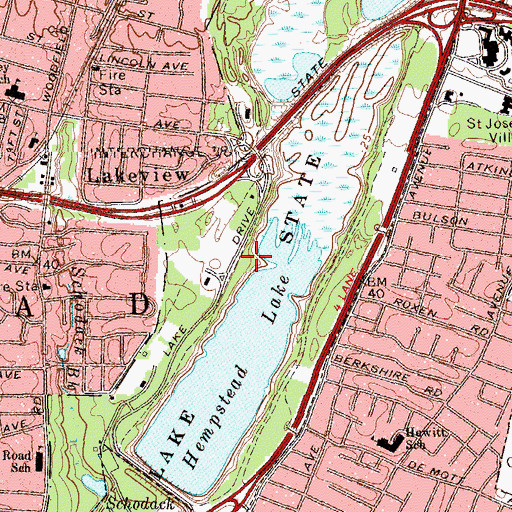 Topographic Map of Hempstead Lake State Park, NY