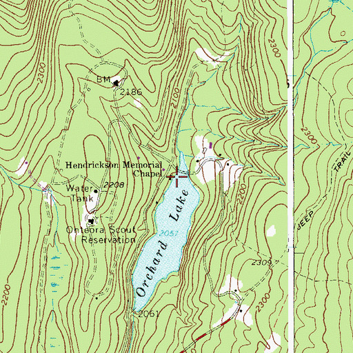 Topographic Map of Hendrickson Memorial Chapel, NY