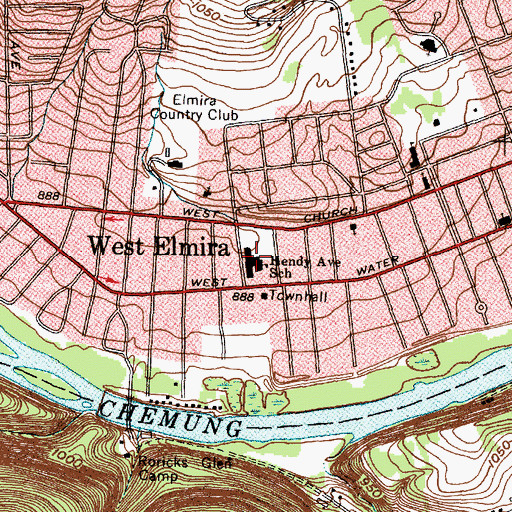 Topographic Map of Hendy Avenue School, NY