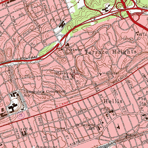 Topographic Map of Henley School, NY