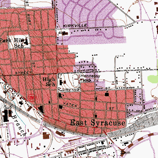 Topographic Map of Hennessy Field, NY