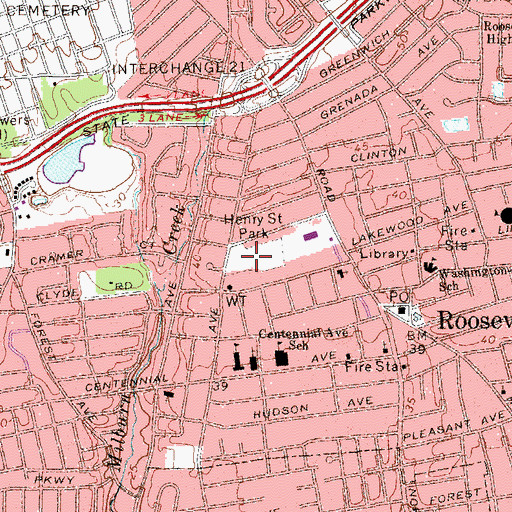 Topographic Map of Henry Street Park, NY