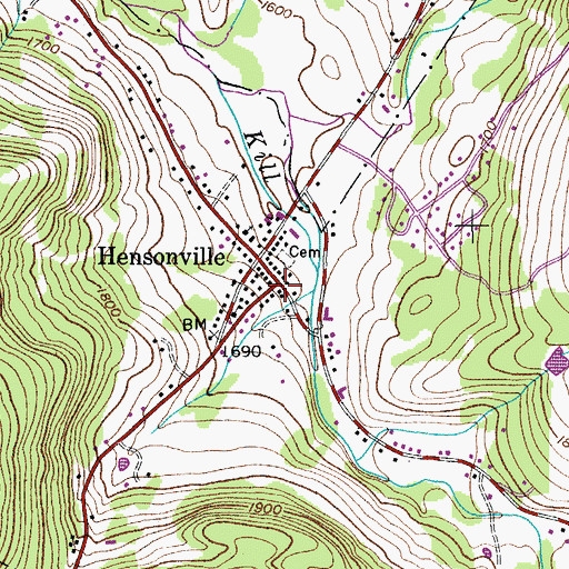 Topographic Map of Hensonville, NY