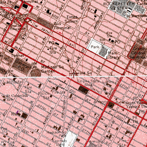 Topographic Map of Herald Square, NY