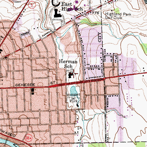 Topographic Map of Herman Avenue Elementary School, NY