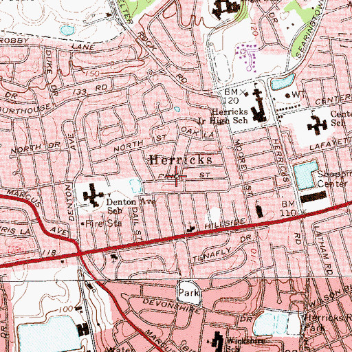 Topographic Map of Herricks, NY