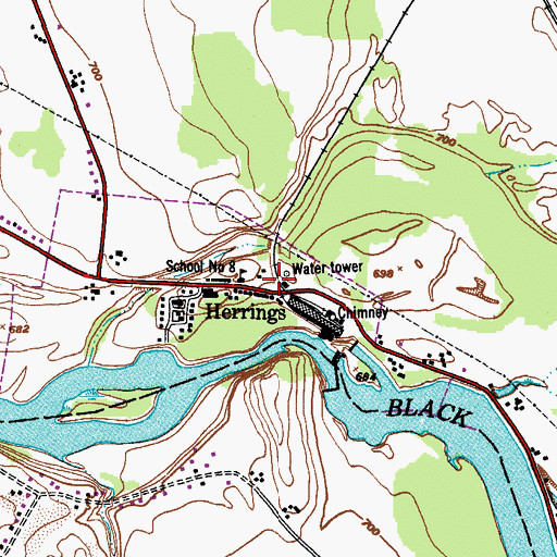 Topographic Map of Herrings, NY